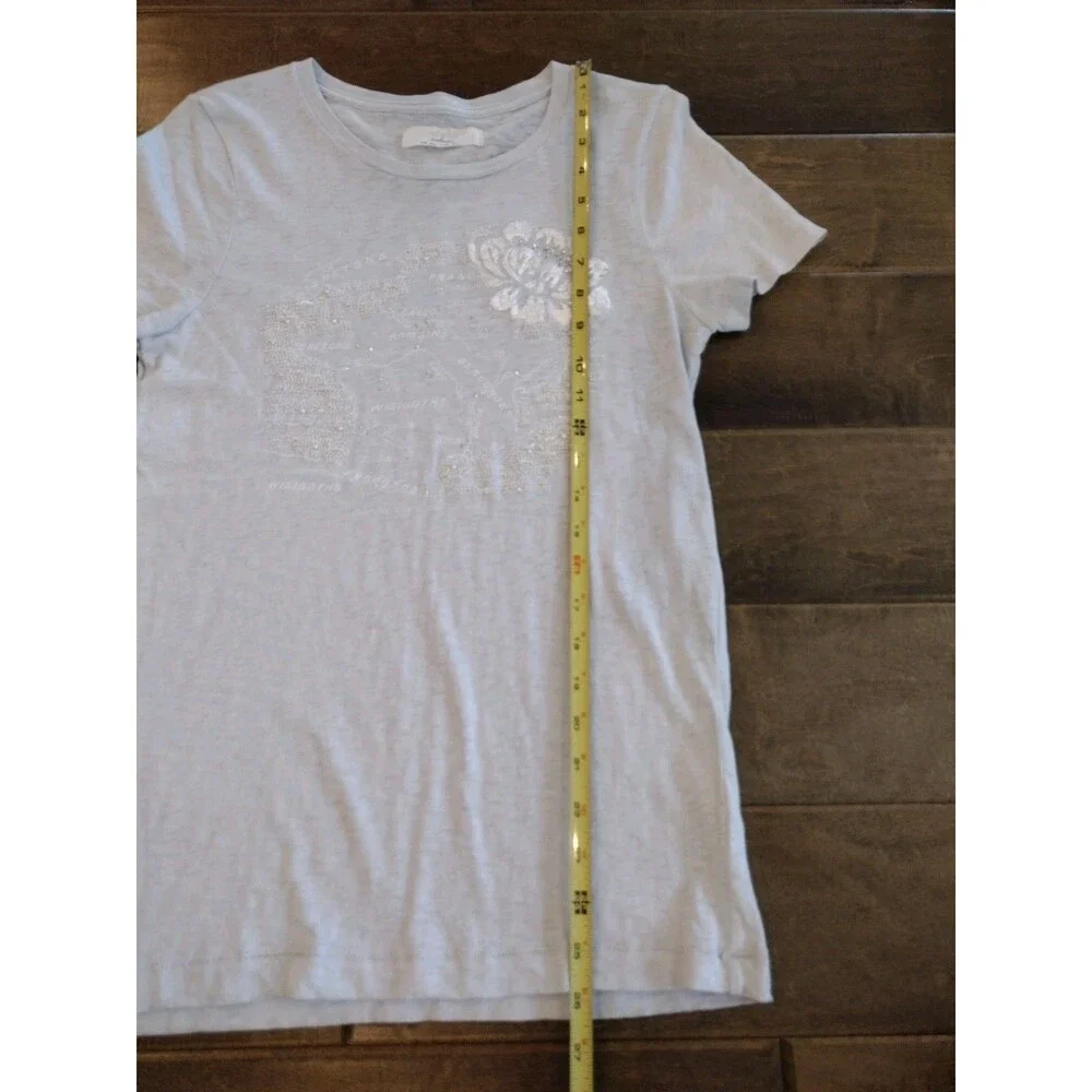 J.CREW Women's vintage Y2K short-sleeve map floral embroidered gray t-shirt M